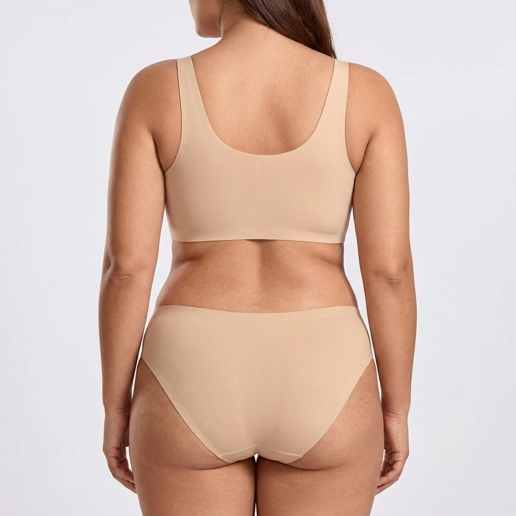 Seamless Mid-Rise Bikini - Nude on model, back #Color_Nude
