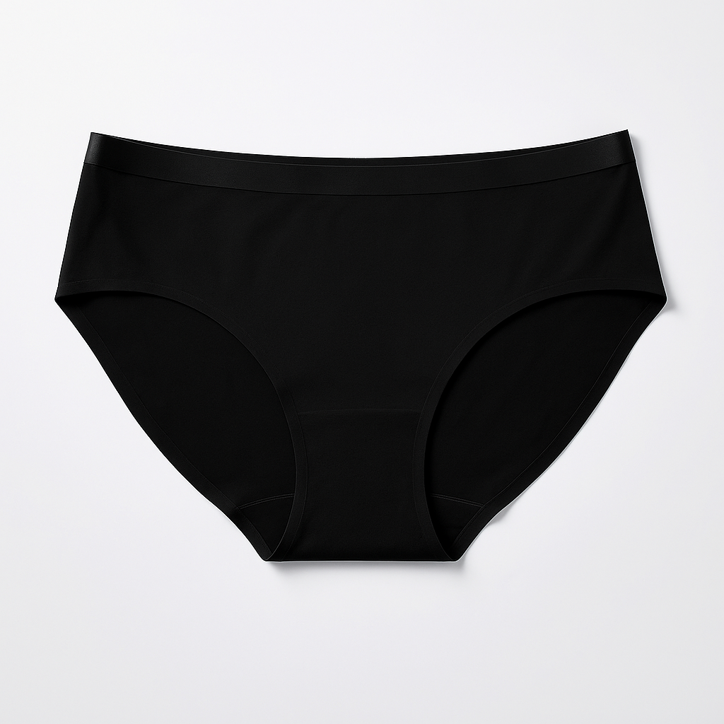 Seamless Mid-Rise Bikini - Black flat lay #Color_Black