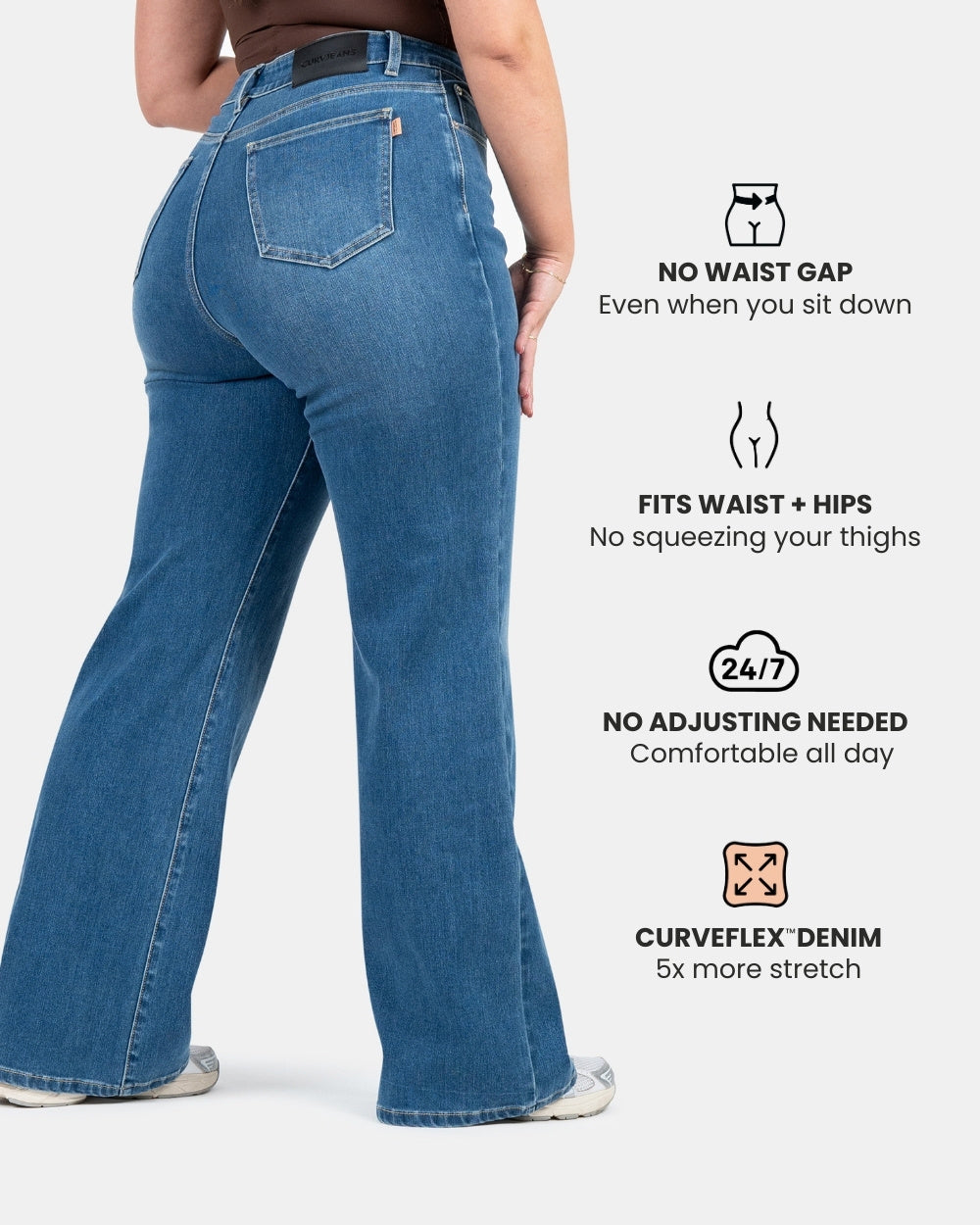 Curve-Hugging Relax – High-Waist – Mid Blue