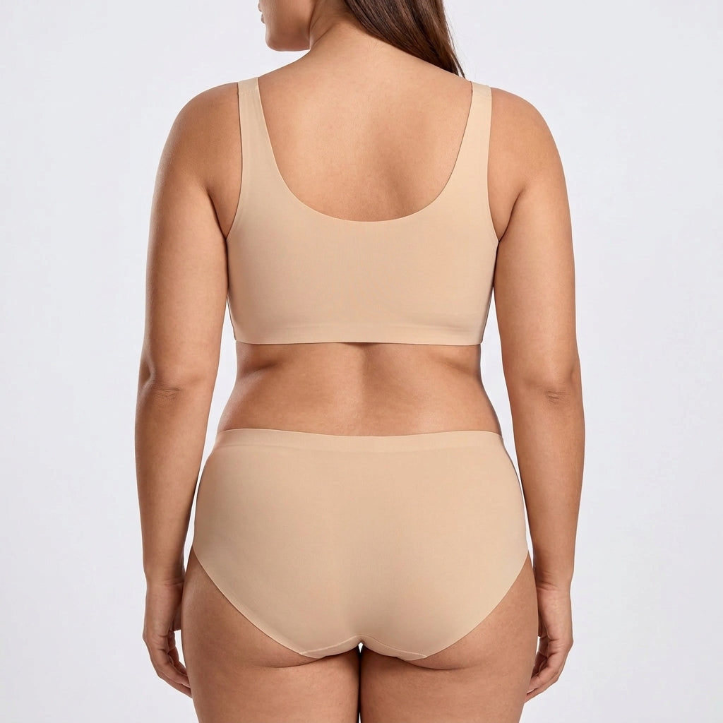 Seamless Mid-Rise Brief - Nude on model, back #Color_Nude