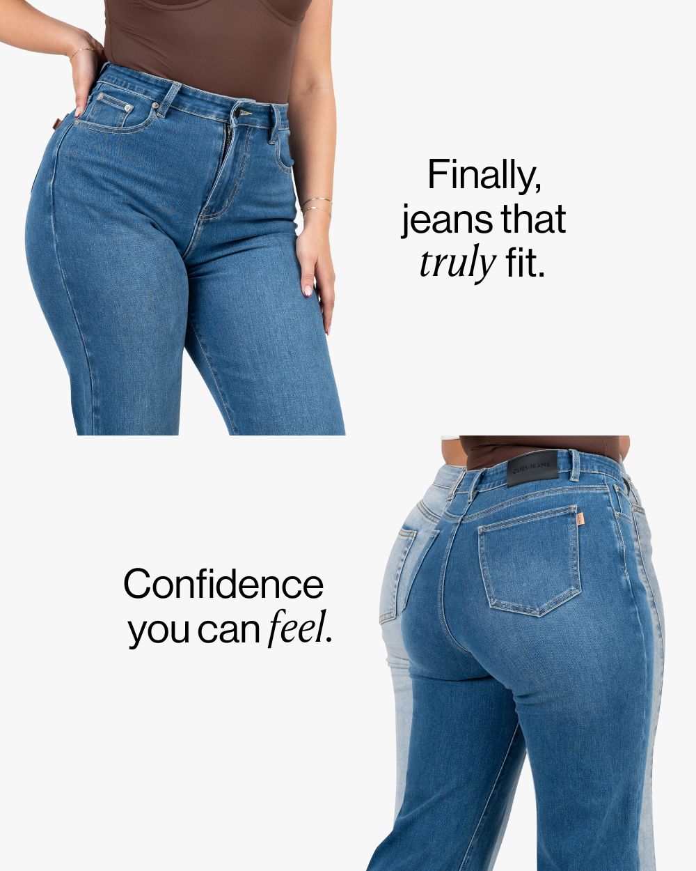 Curve-Hugging Relax – High-Waist – Mid Blue