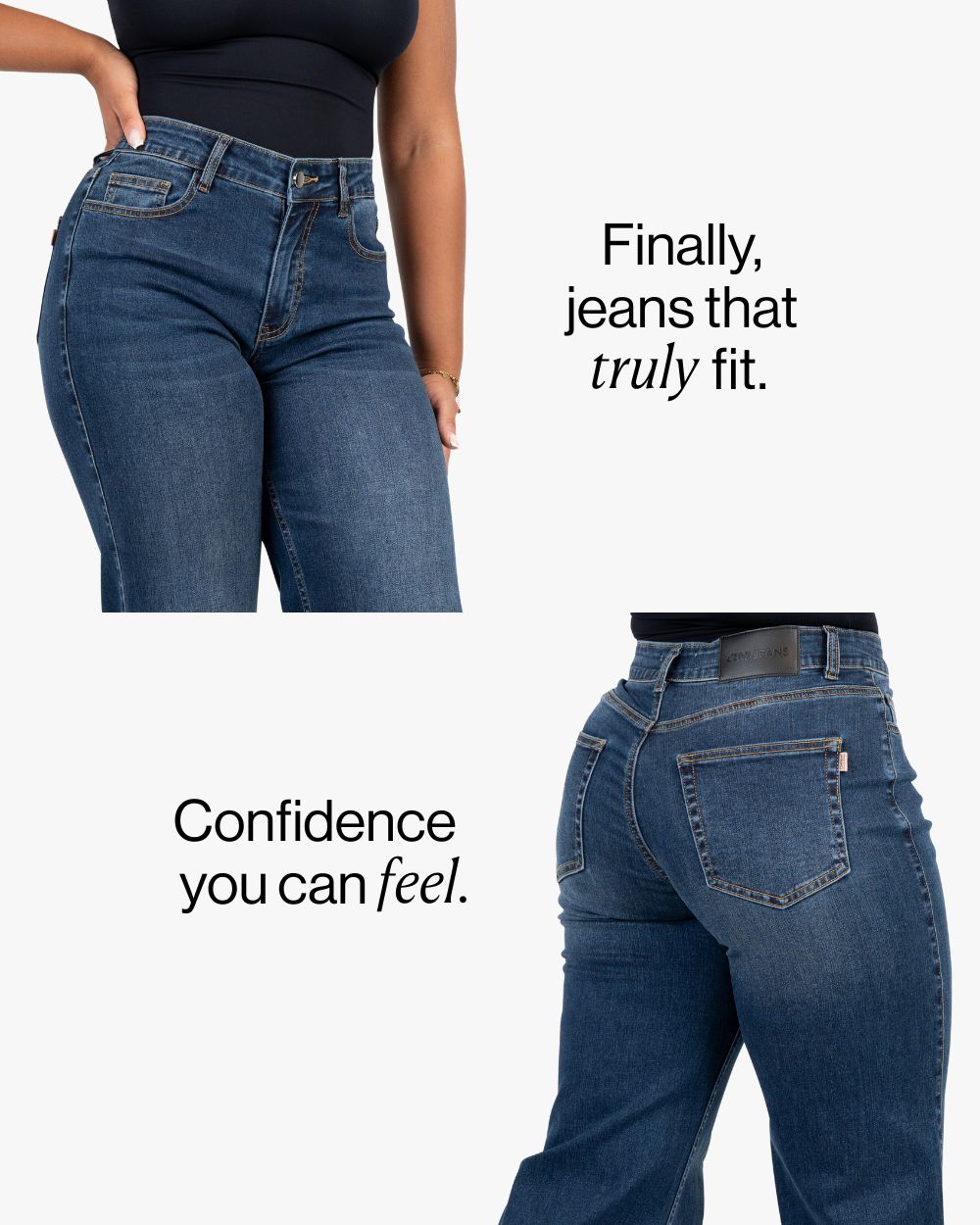 Curve-Hugging Wide Leg – Mid Rise – Indigo