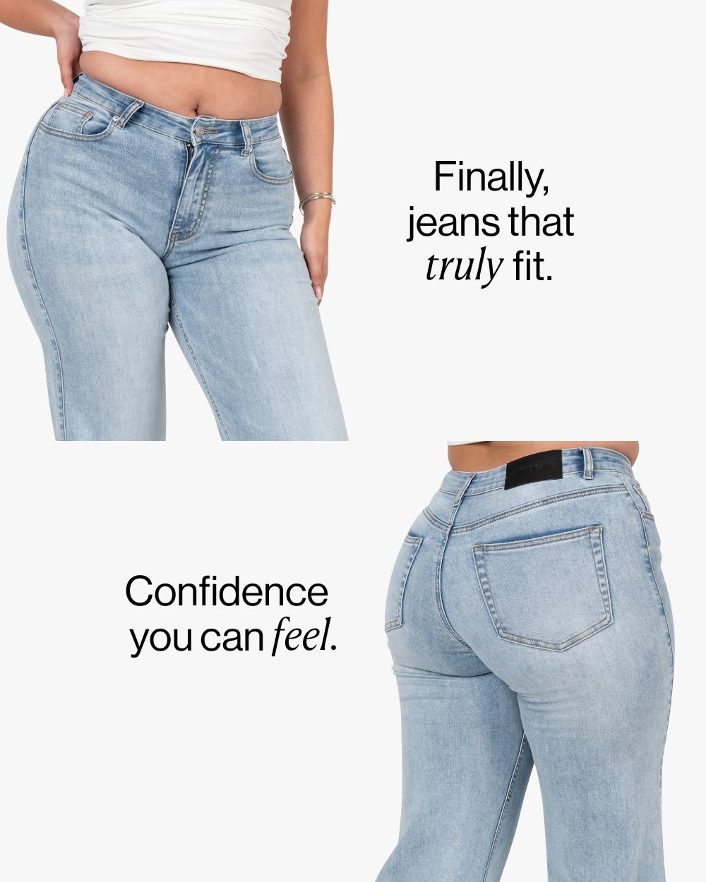 Curve-Hugging Wide Leg – Mid Rise – Ocean Blue