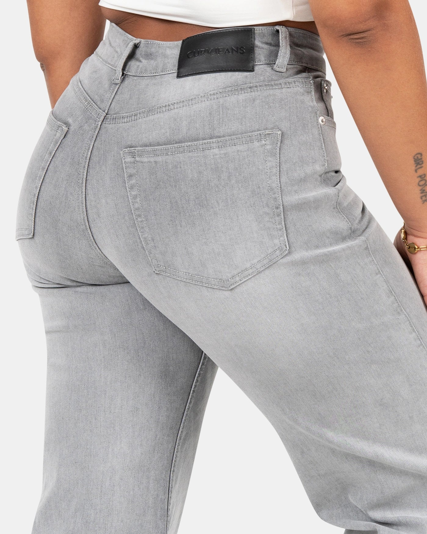 Curve-Hugging Wide Leg – Mid Rise – Cloud Grey