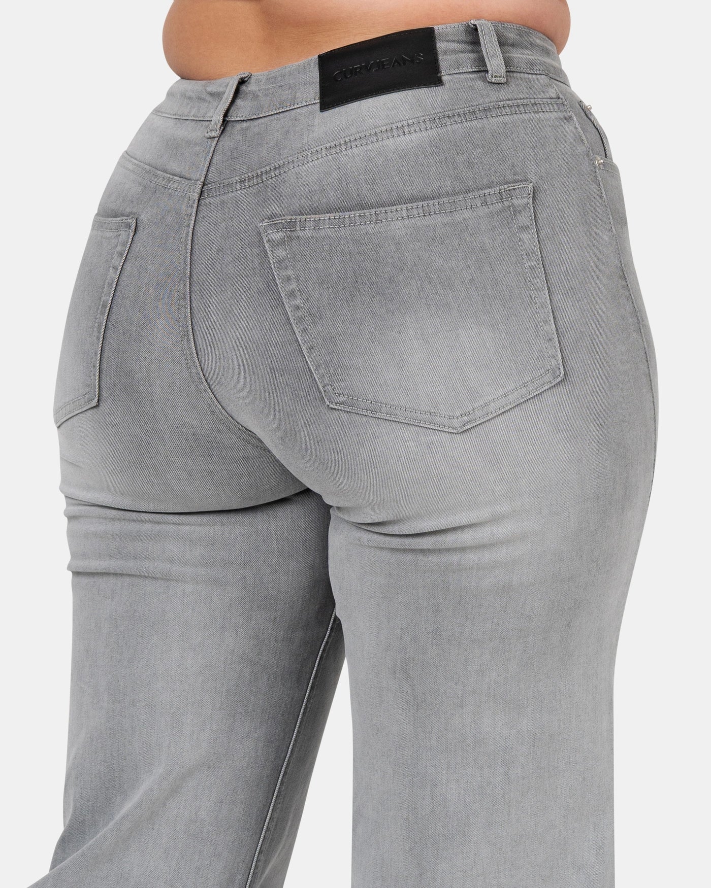 Curve-Hugging Wide Leg – Mid Rise – Cloud Grey