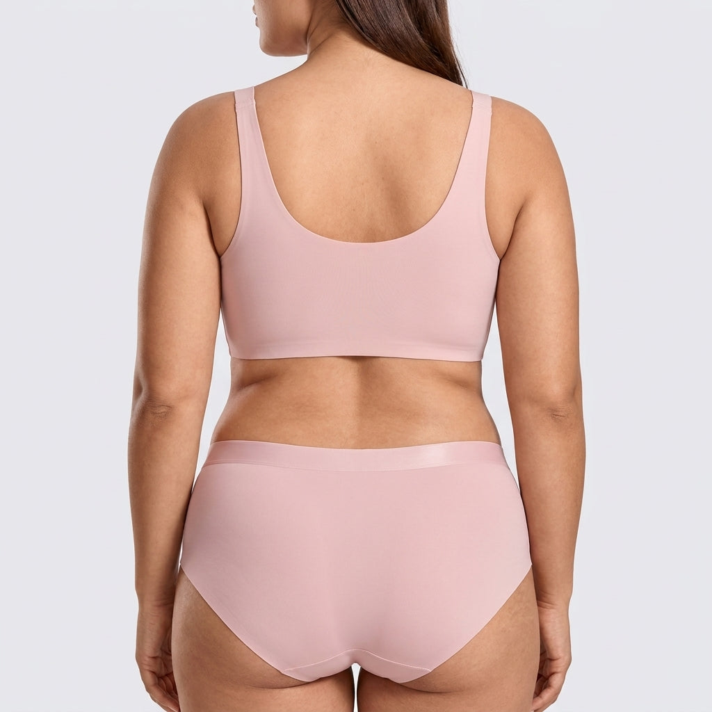 Seamless Jelly-Band Brief - Pink on model, back #Color_Pink