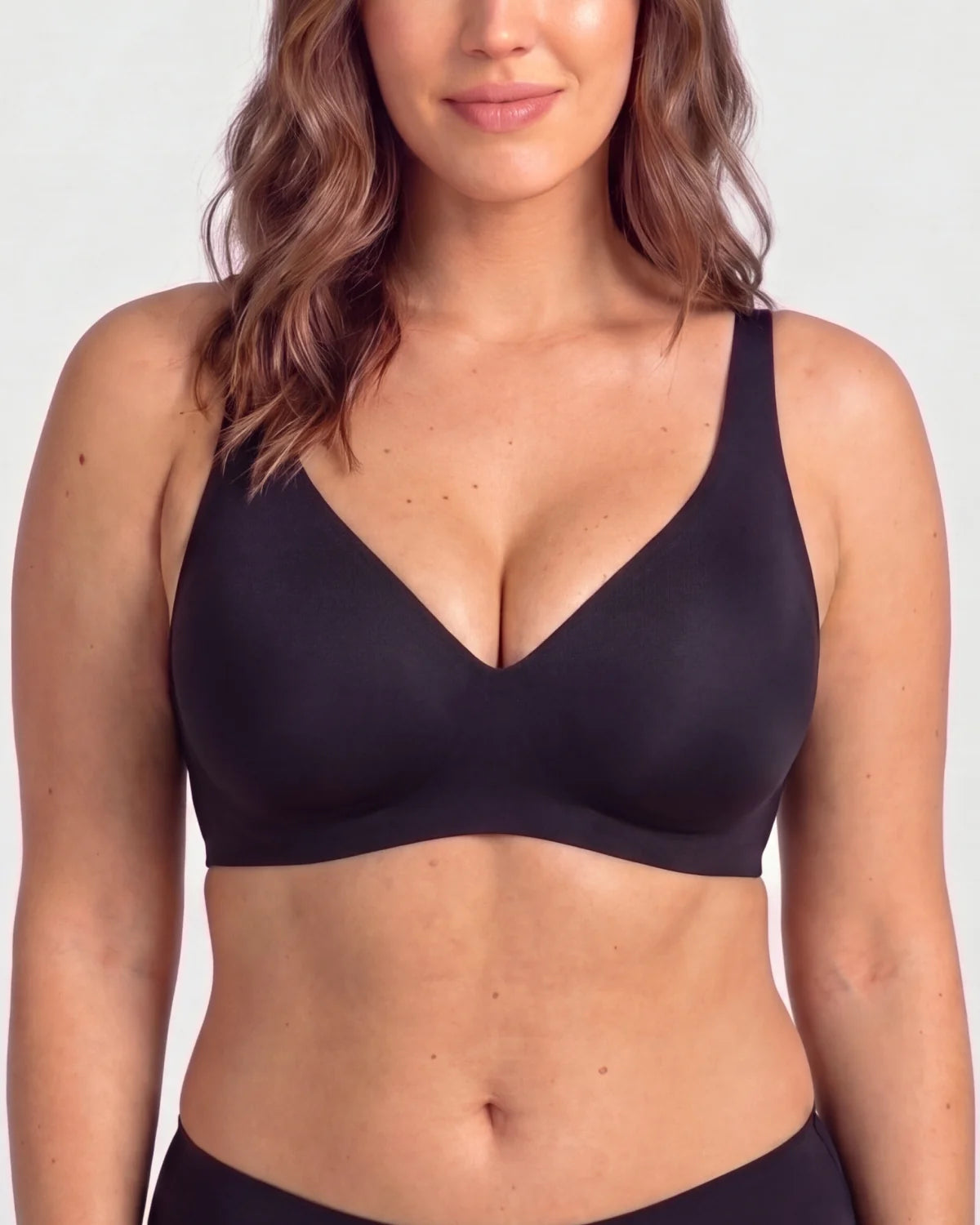 Front - CURVS Deep V Bra - Black #Color_Black