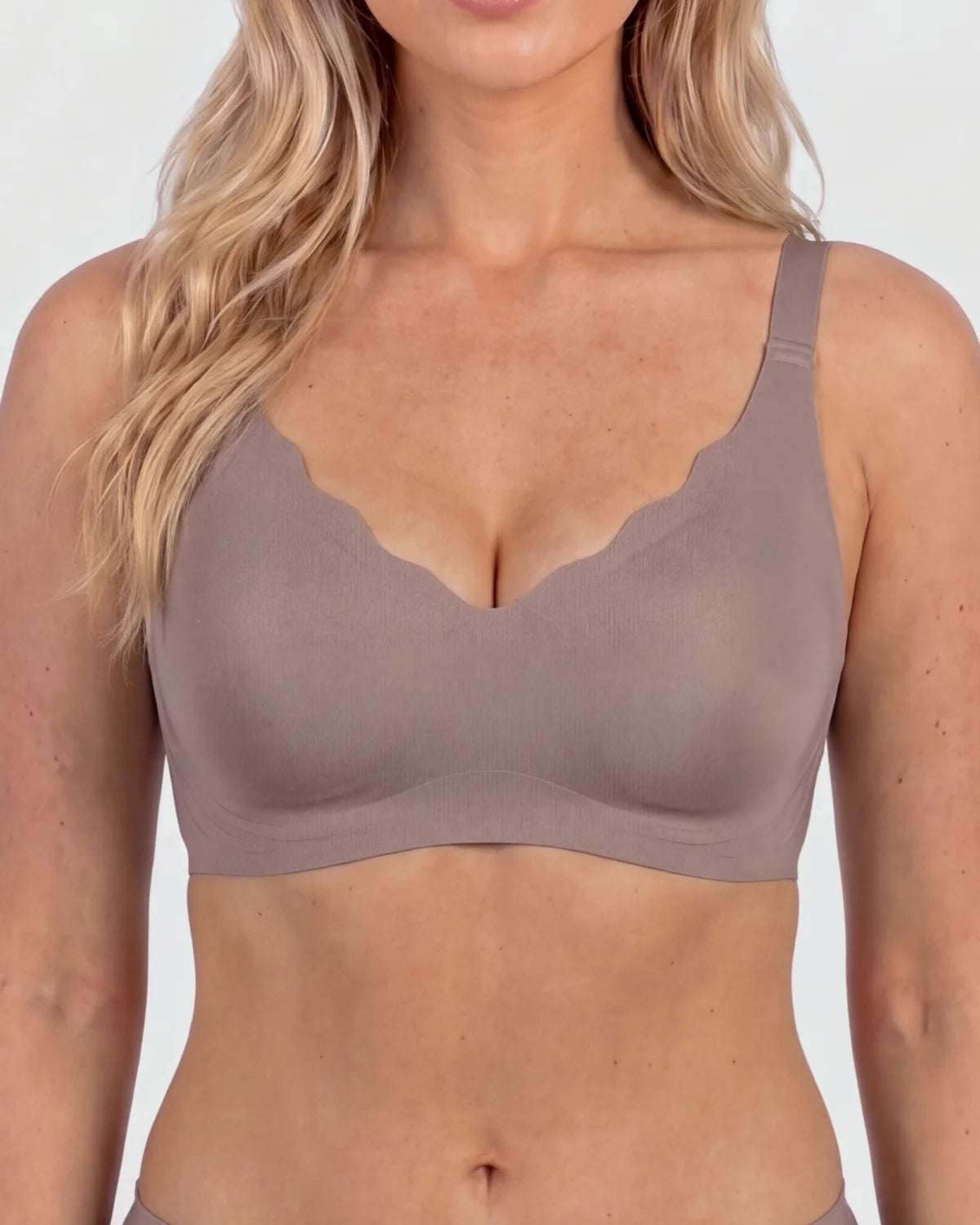 Front - CURVS Scalloped Bra - Grey #Color_Grey