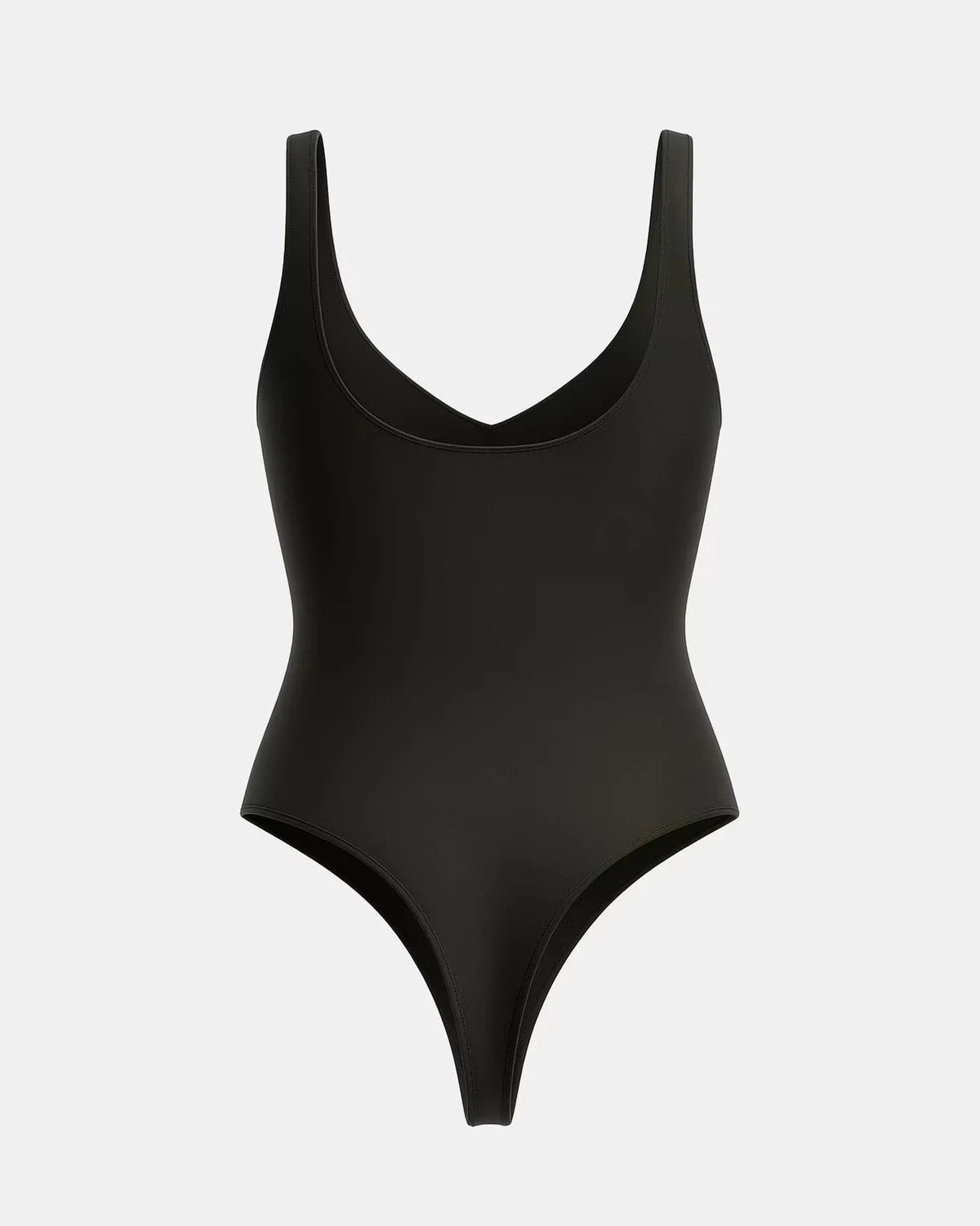 Seamless Sculpt Bodysuit in Black, flat-lay back #color_black
