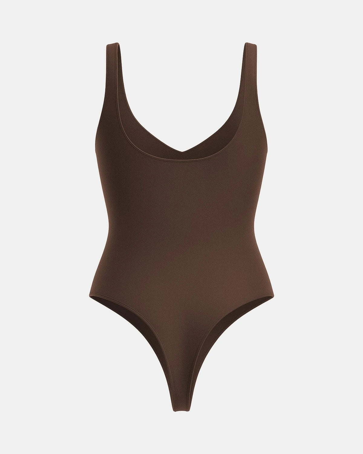 Seamless Sculpt Bodysuit in Cocoa, flat-lay back #color_cocoa