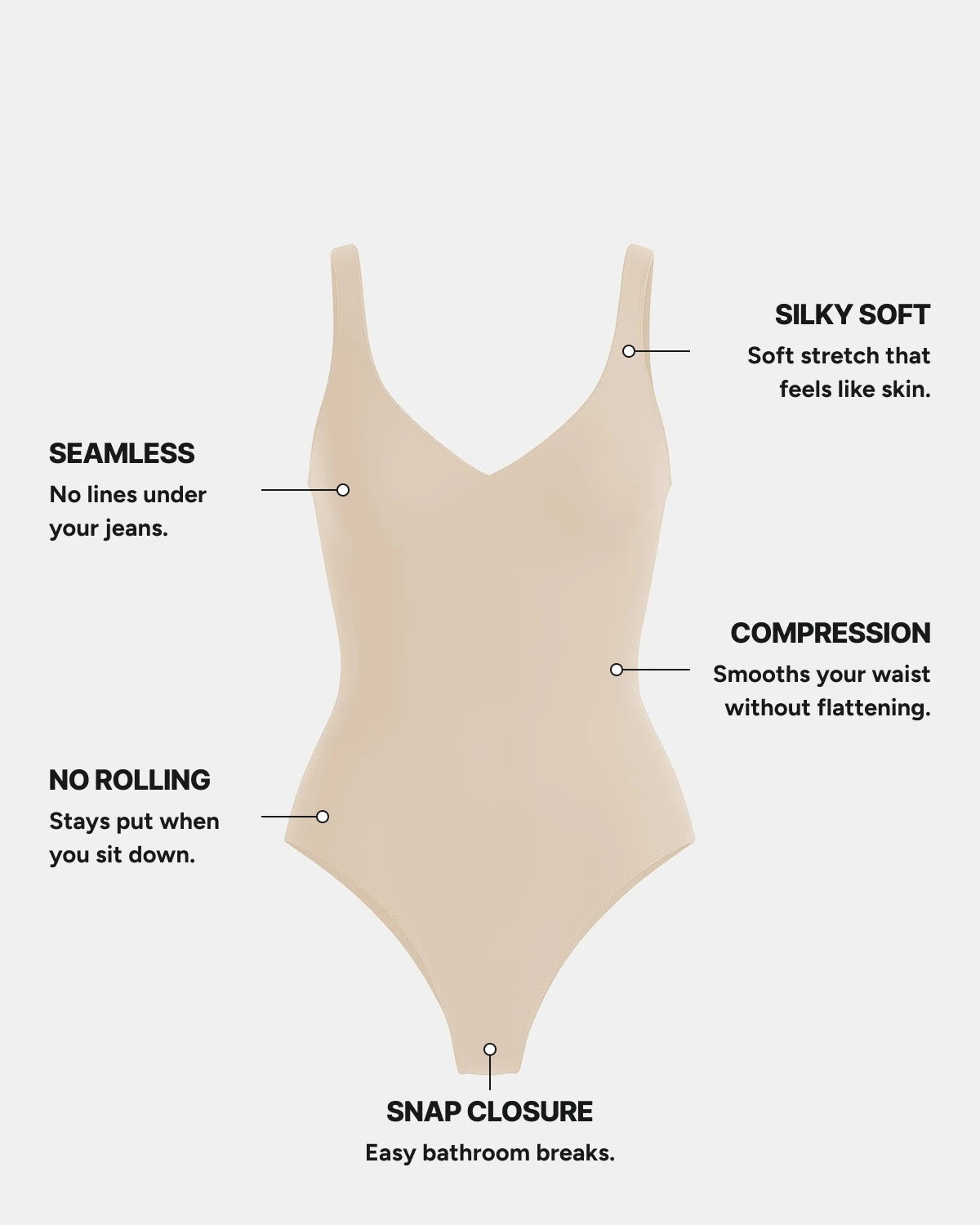 Seamless Sculpt Bodysuit in Sand, features #color_sand