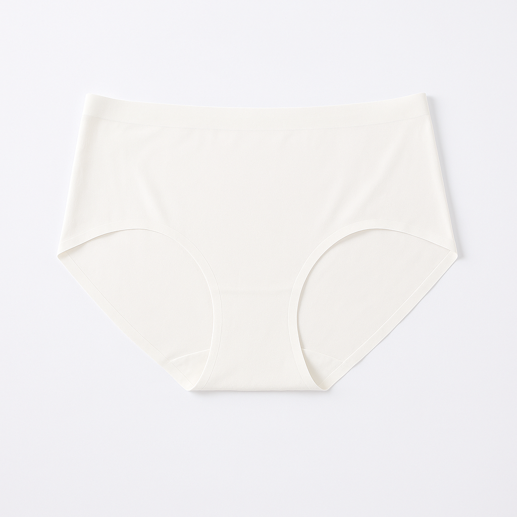 Seamless Mid-Rise Brief - Cream White flat lay #Color_Cream White