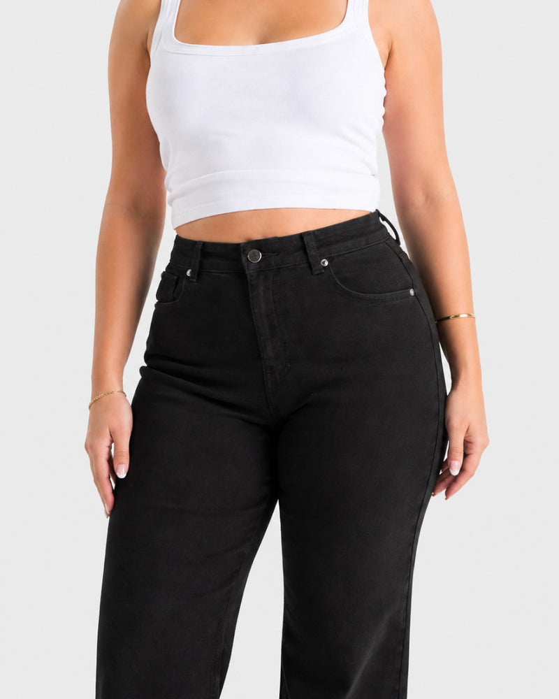 Wide Leg – Mid Rise – Black