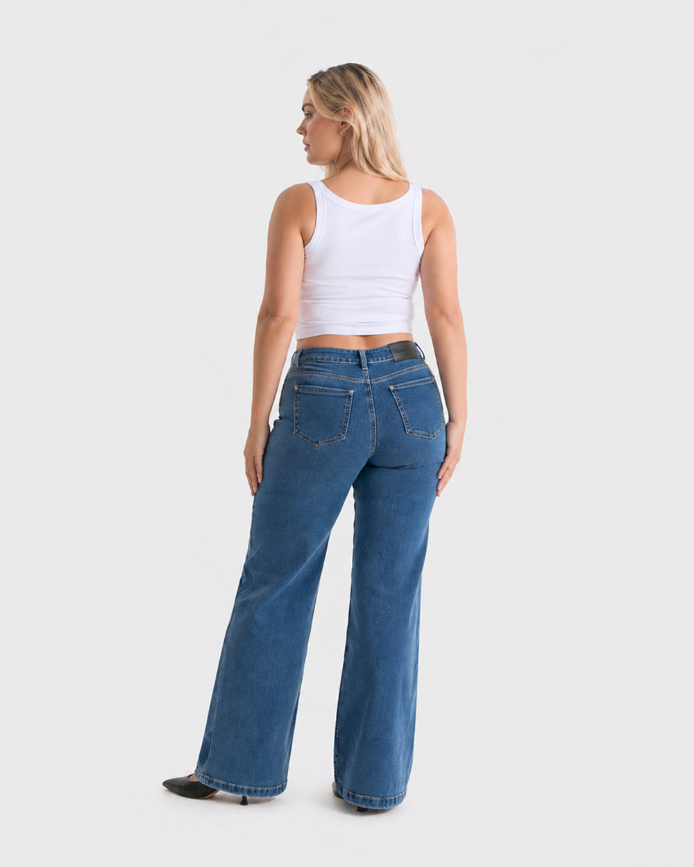 Wide Leg – Mid Rise – Mid Blue