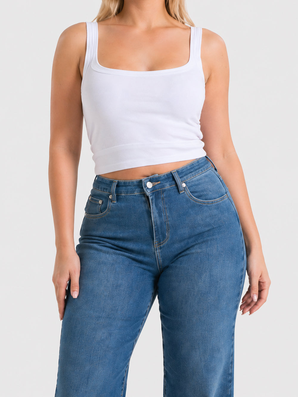 Wide Leg – Mid Rise – Mid Blue