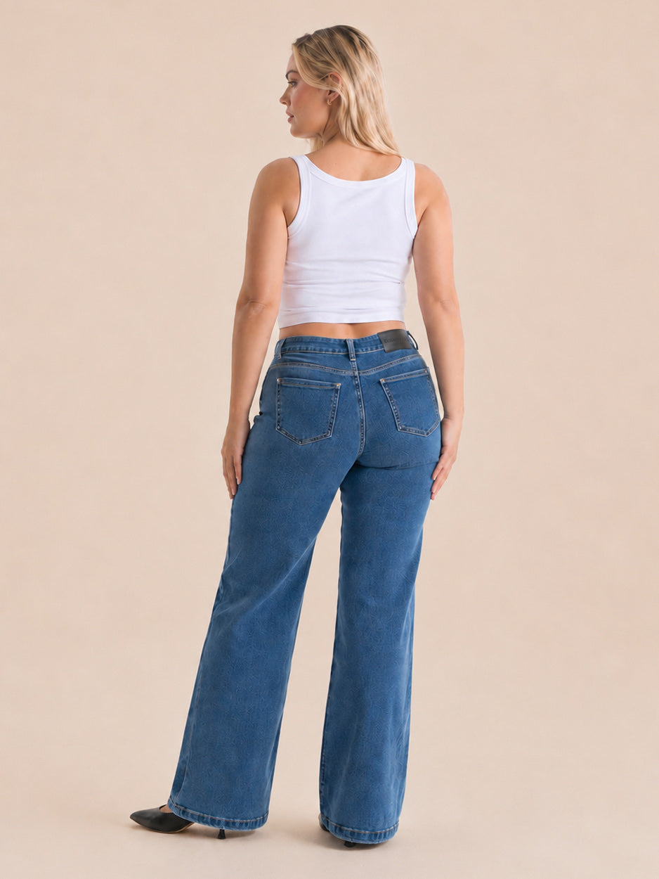 Wide Leg – Mid Rise – Mid Blue