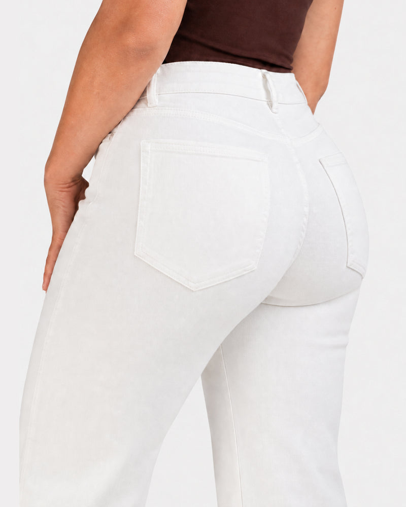 Jambe large – Taille mi-haute – Blanc