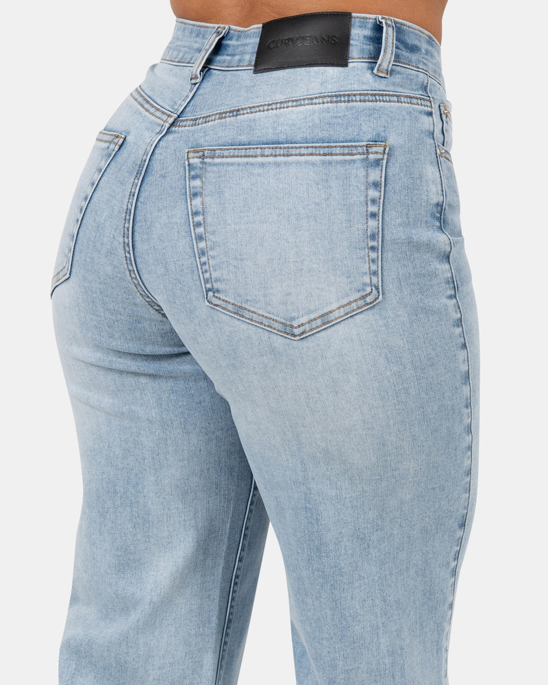 Jambe large – Taille mi-haute – Bleu océan
