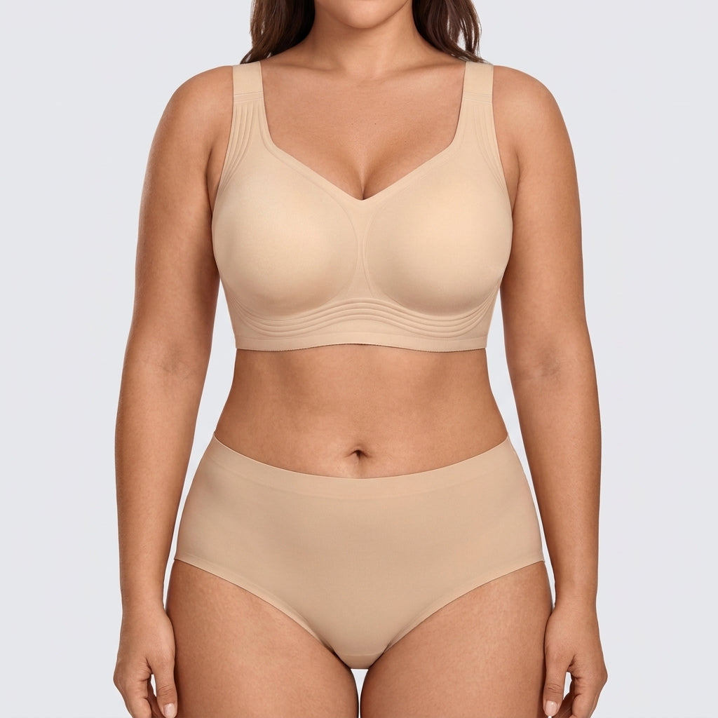 Seamless High-Cut Brief - Nude on model, front #Color_Nude