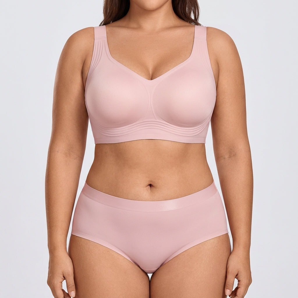 Seamless Jelly-Band Brief - Pink on model, front #Color_Pink
