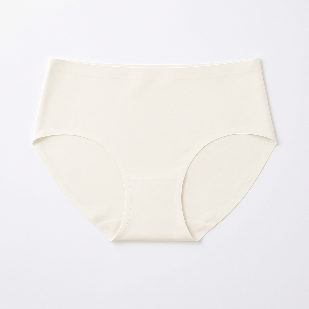 Seamless High-Cut Brief - Cream White flat lay #Color_Cream White