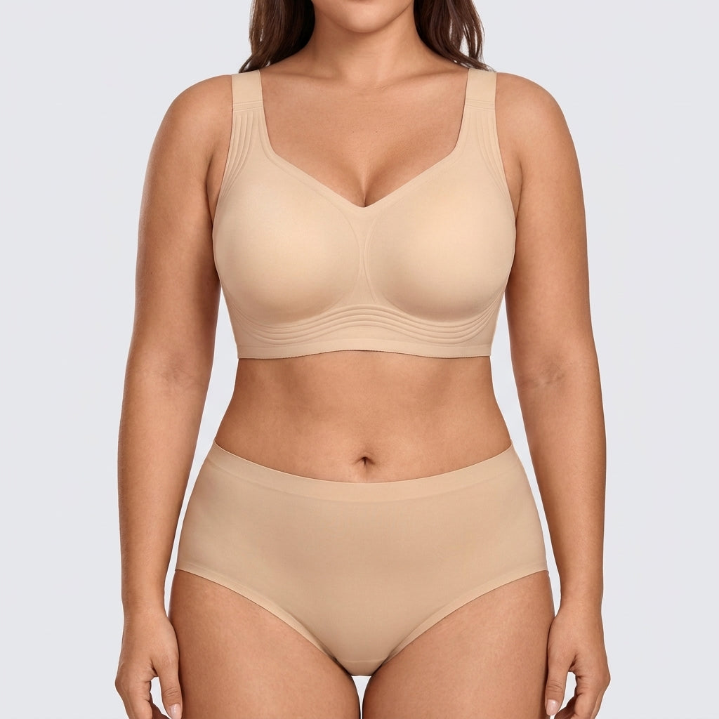 Seamless Mid-Rise Brief - Nude on model, front #Color_Nude