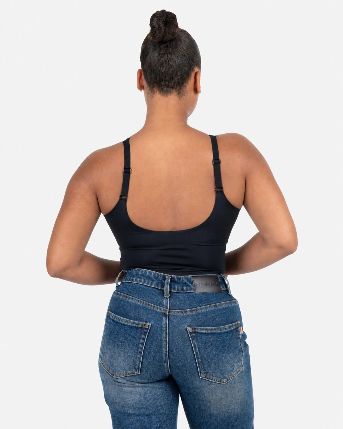 Seamless Sculpt Bodysuit in Black, back #color_black