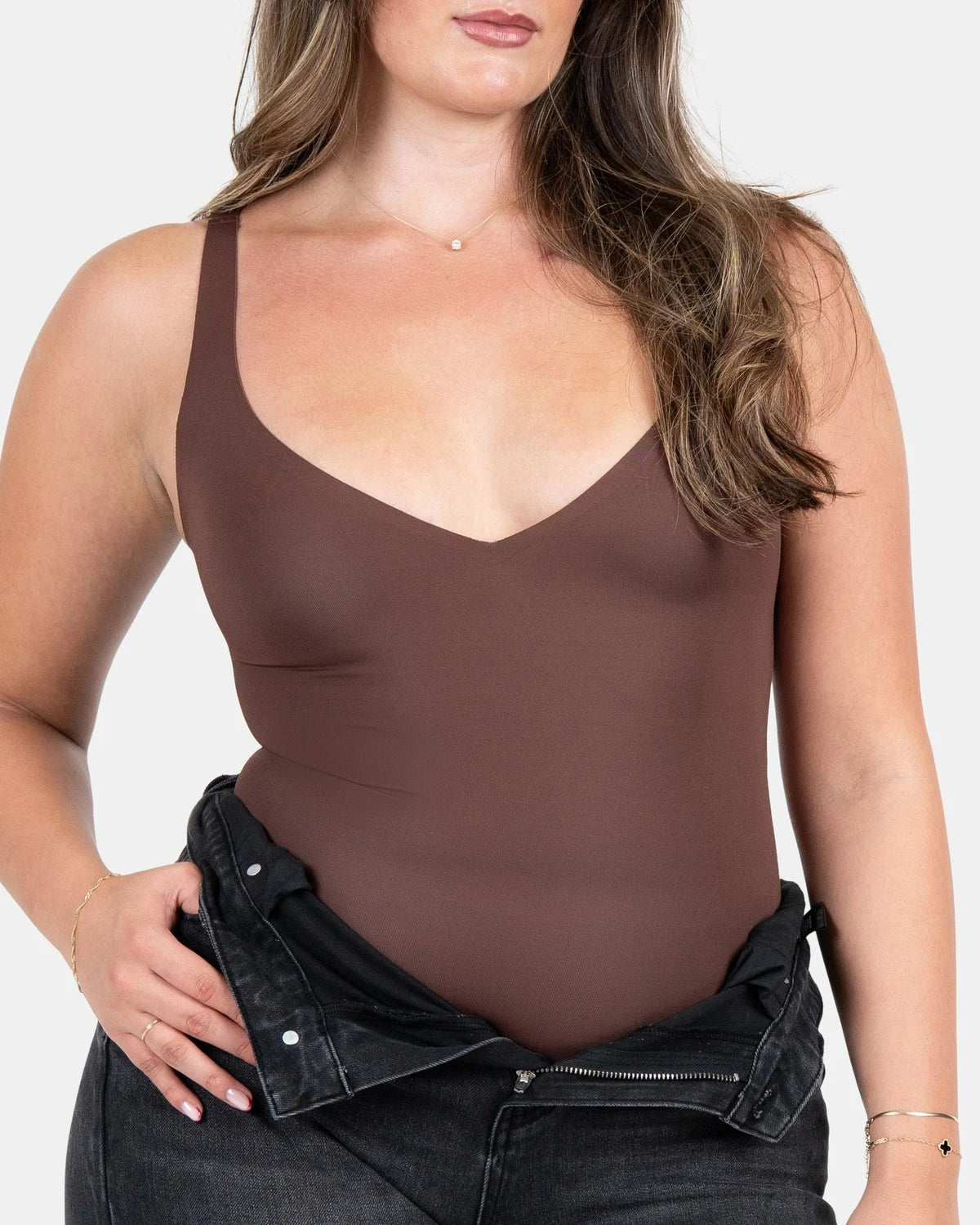 Seamless Sculpt Bodysuit in Cocoa, front #color_cocoa