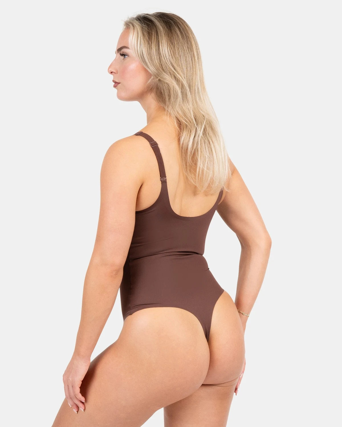 Seamless Sculpt Bodysuit in Cocoa, side back #color_cocoa