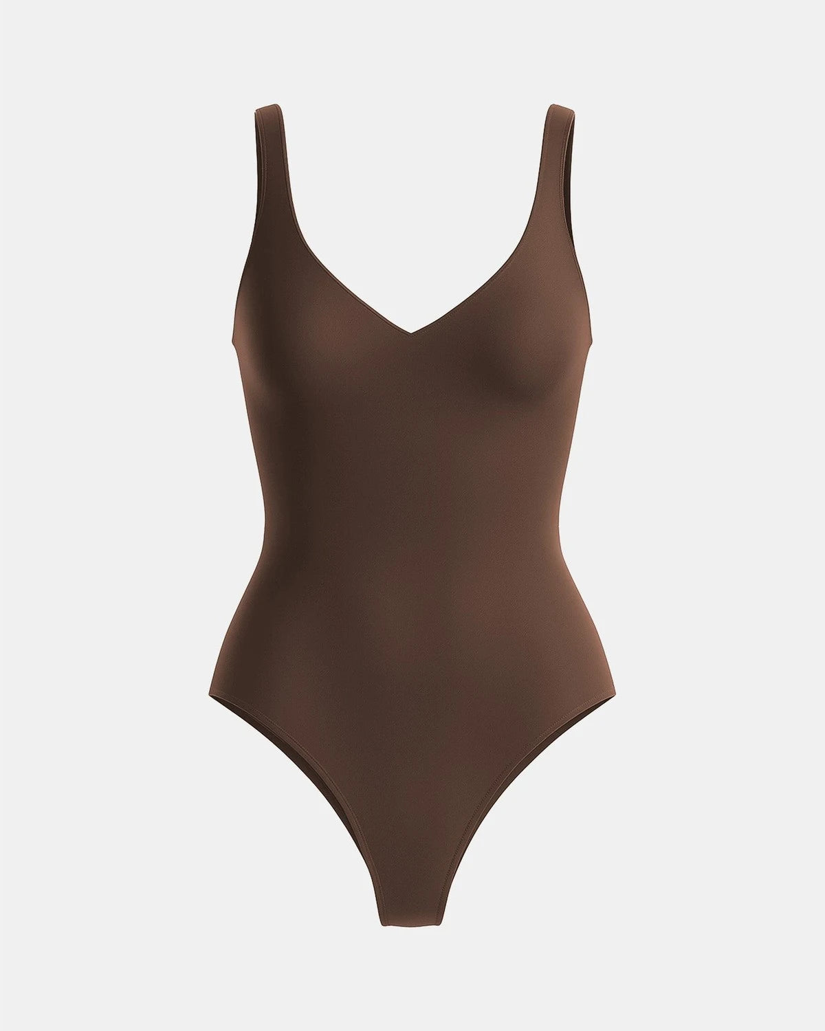 Seamless Sculpt Bodysuit in Cocoa, flat-lay front #color_cocoa