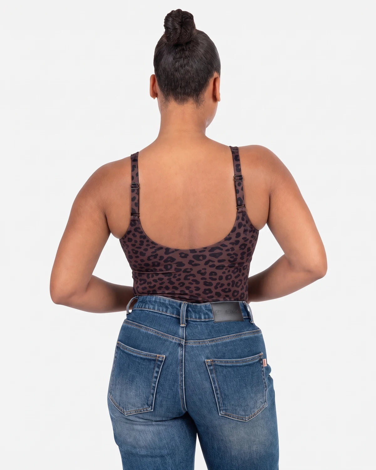 Seamless Sculpt Bodysuit in Leopard Brown, back #color_leopard brown
