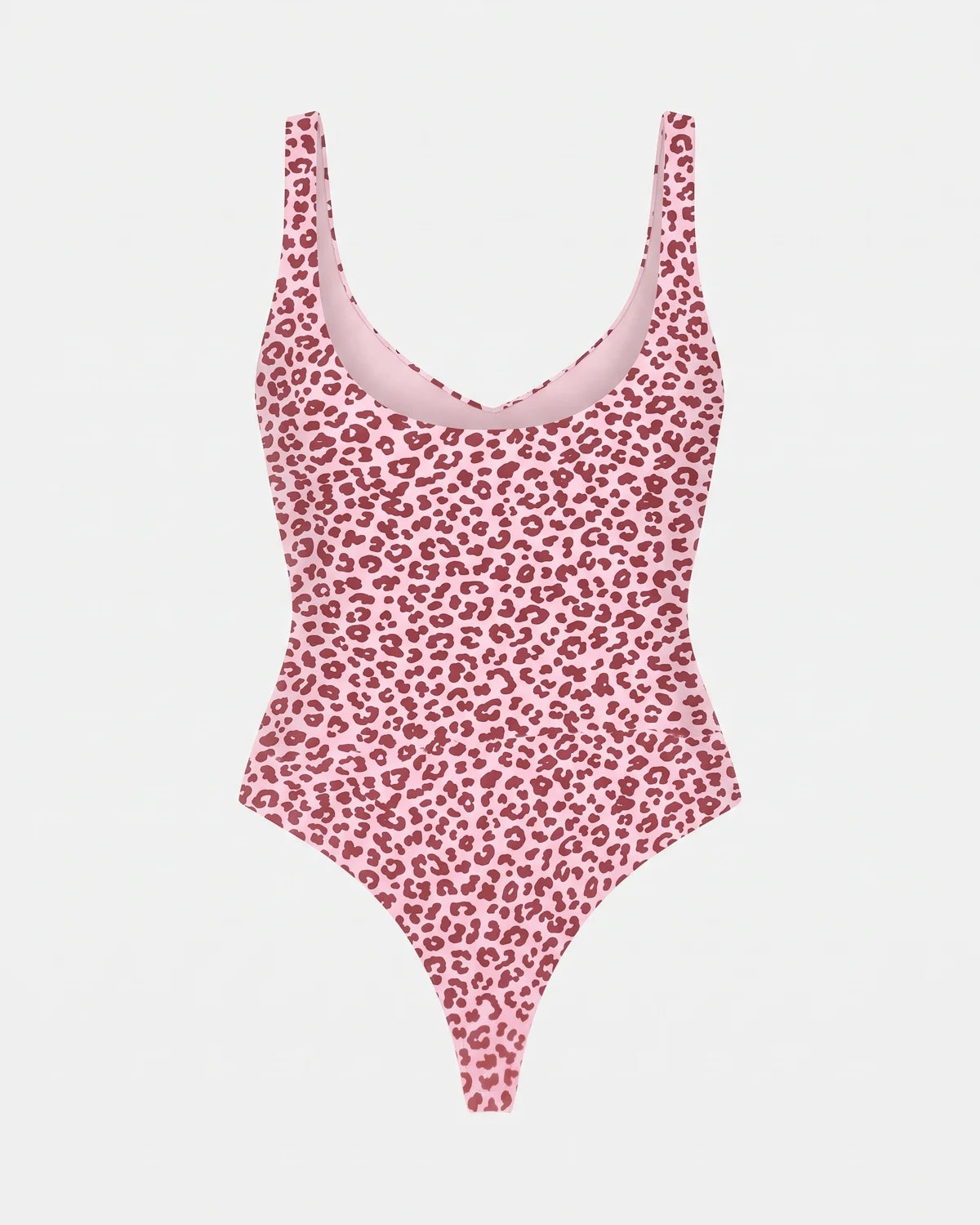 Seamless Sculpt Bodysuit in Leopard Pink, flat-lay back #color_leopard pink