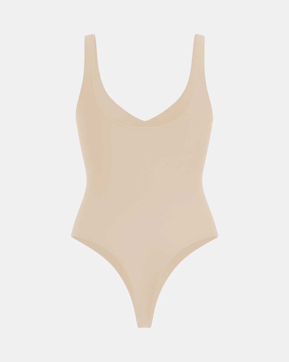 Seamless Sculpt Bodysuit in Sand, flat-lay back #color_sand