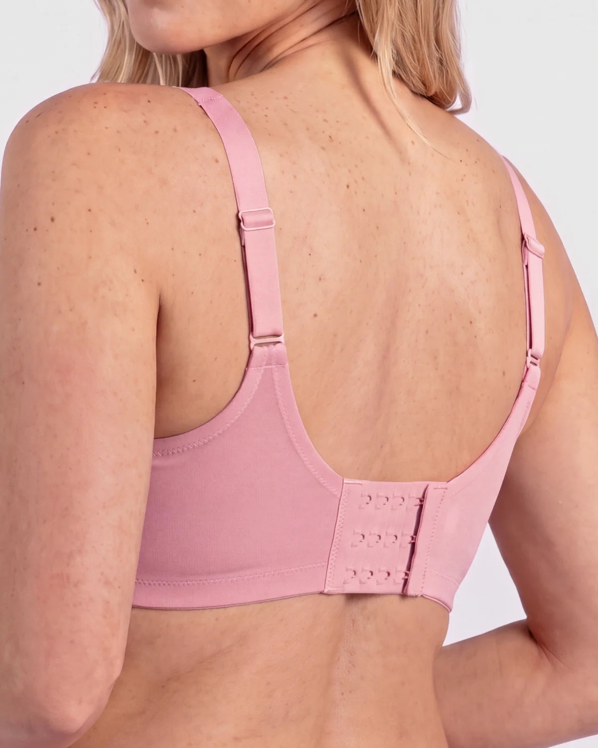 Back - CURVS V-Neck Mesh Bra - Pink #Color_Pink