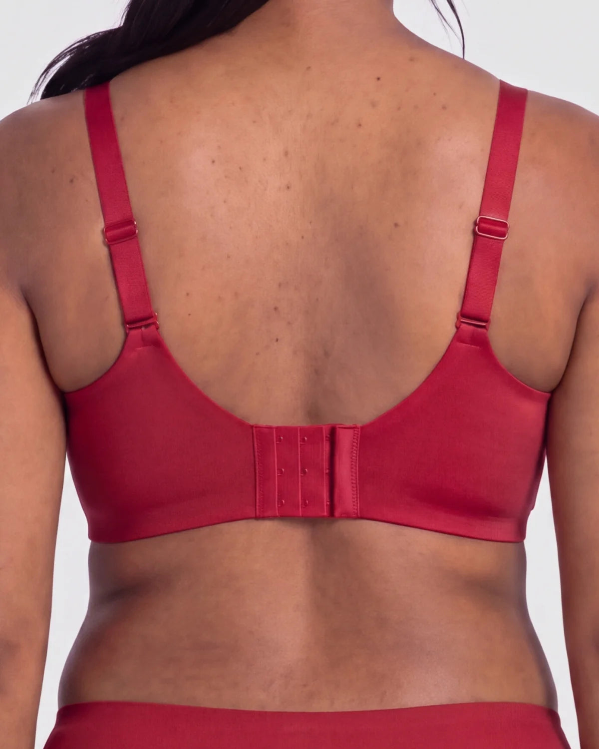 Back - CURVS V-Neck Mesh Bra - Red #Color_Red